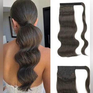 Wavy Wrap Dark Brown Ponytail Extension 18 in